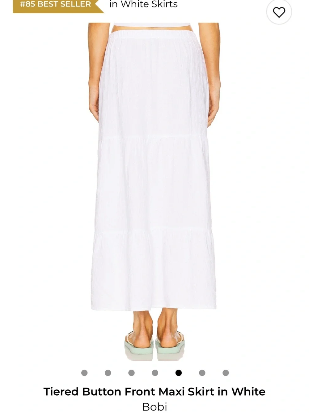 bobi White Tiered Button-Front Maxi Skirt